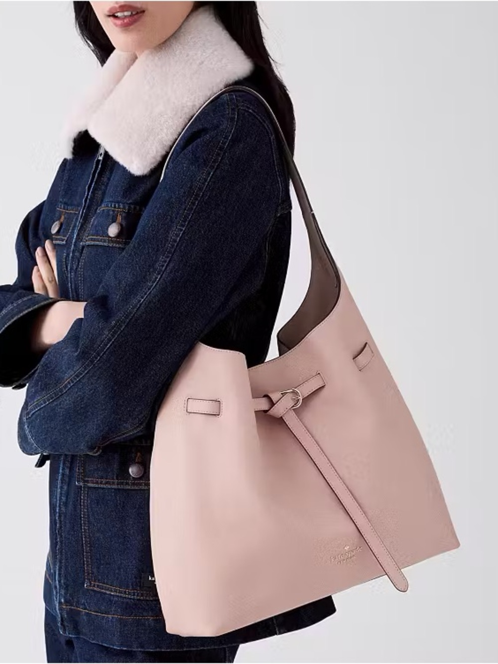 ♠️Kate Spade New York 454 Belted Large Shoulder Bag, Rose Smoke Pink NWT - Picture 5 of 5